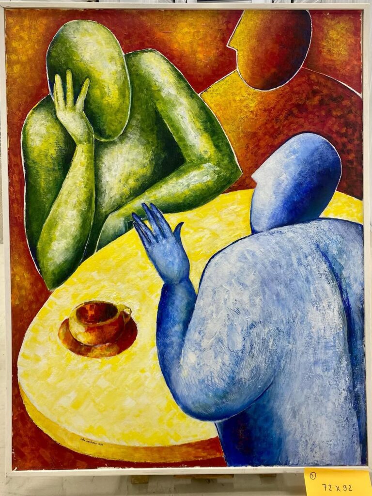 Moderne abstracte kunst tafereel met figuren - Bergen op Zoom
