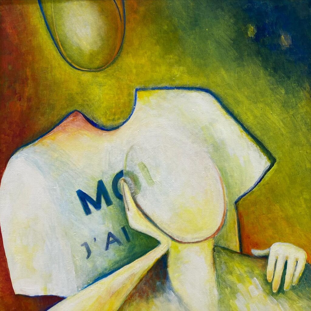 Abstracte schilderij met figuren en kleuren - Bergen op Zoom
