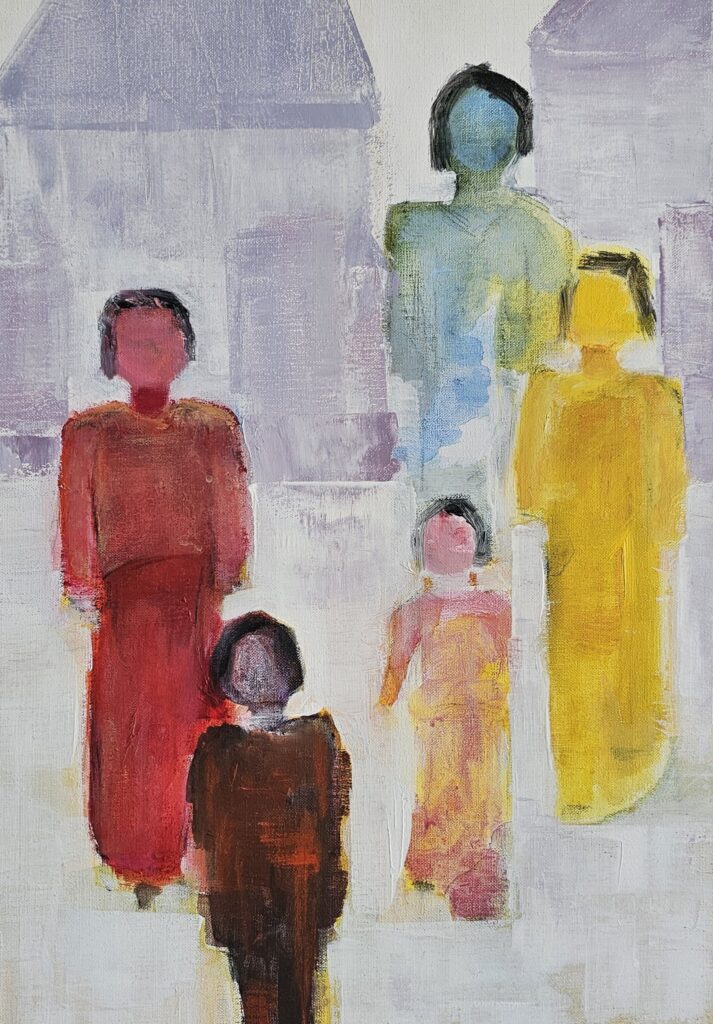 Schilderij van kleurrijke figuren - Bergen op Zoom