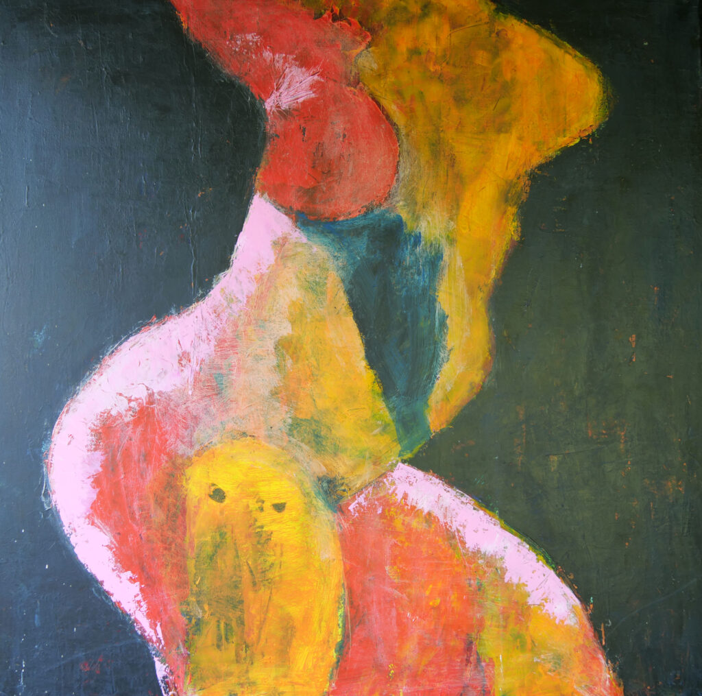 Abstracte kleurrijke schilderij met mensfiguur - Bergen op Zoom