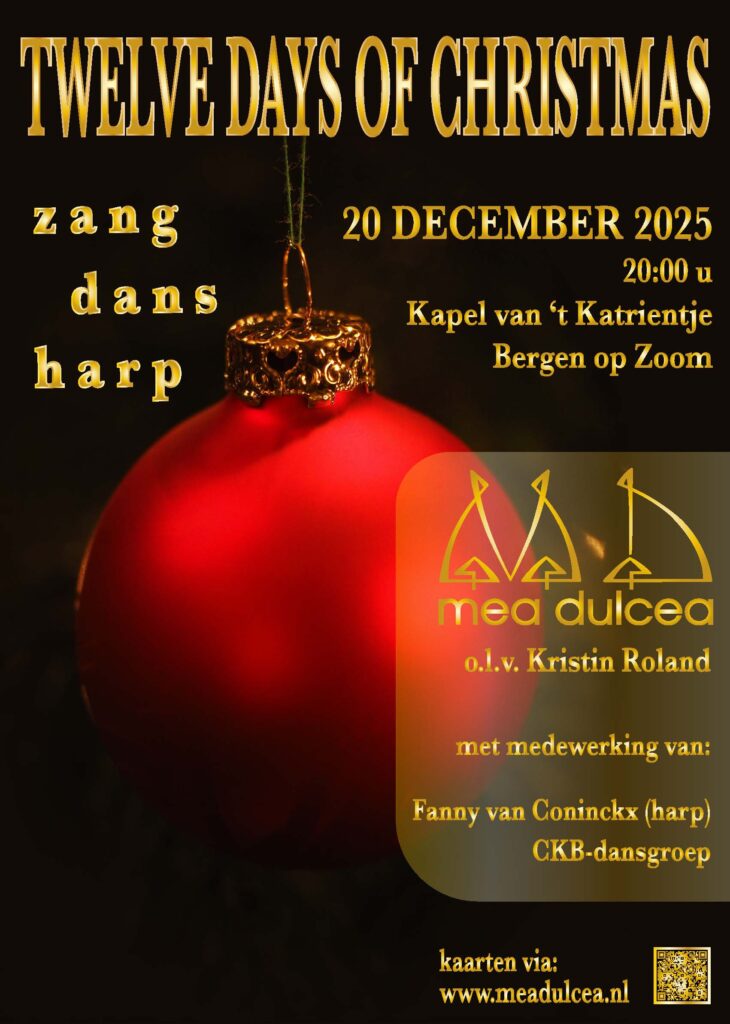 Kerstconcert poster met rode kerstbal - Bergen op Zoom