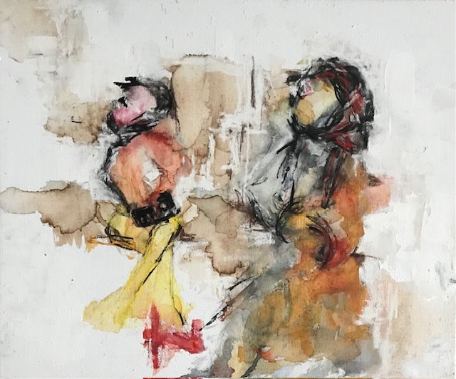 Abstracte schilderij van twee figuren - Bergen op Zoom