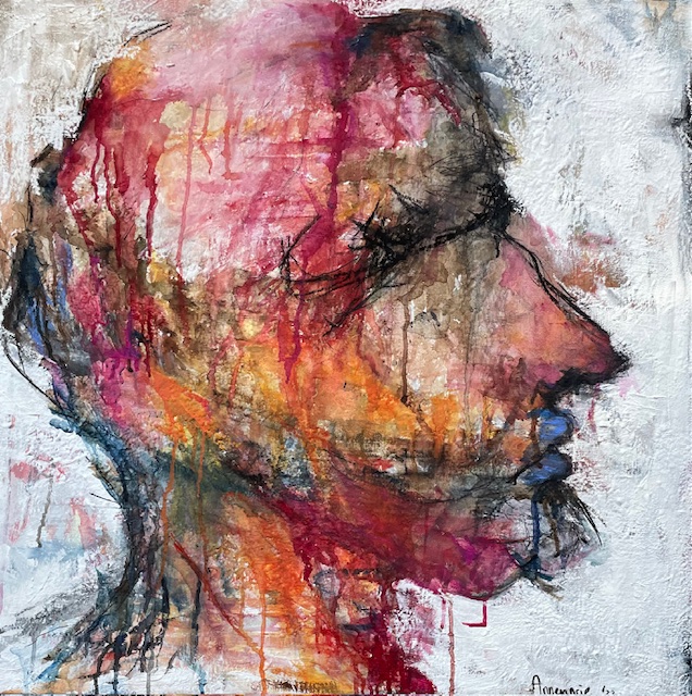 Abstract portretschilderij in levendige kleuren - Bergen op Zoom