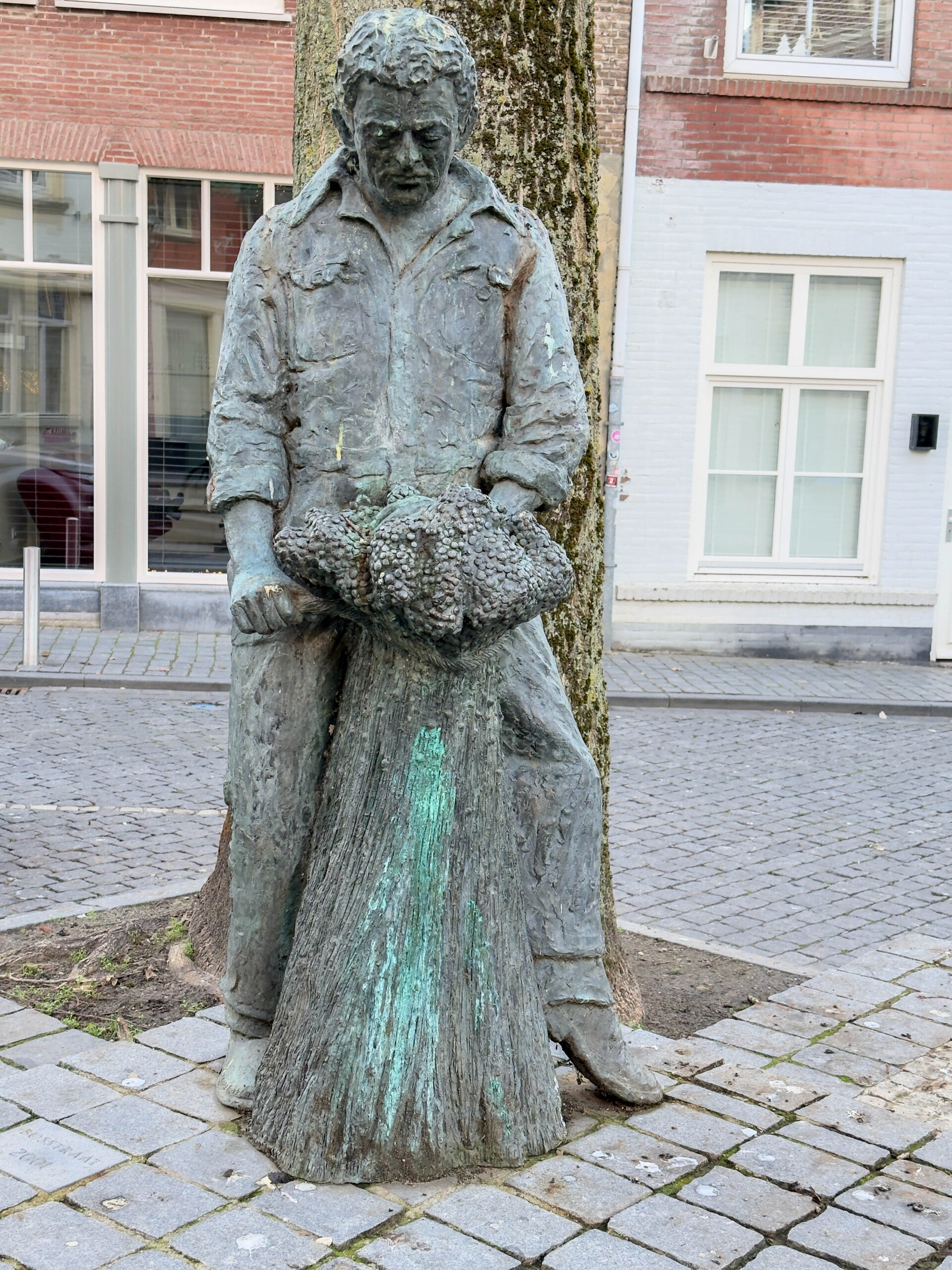 Standbeeld van man bij boom - Bergen op Zoom