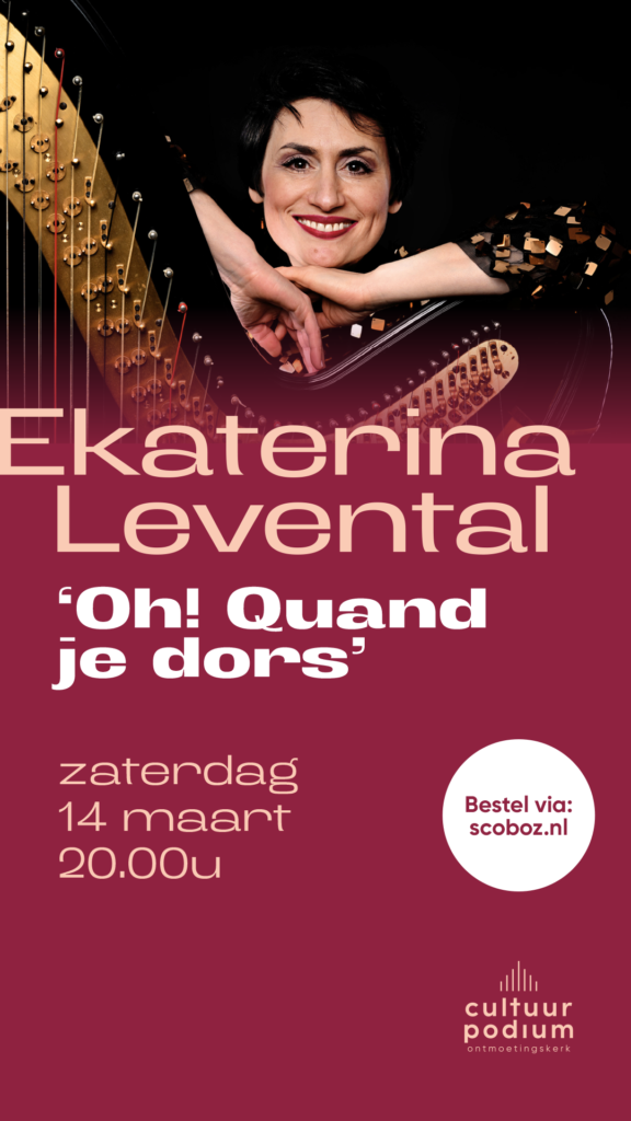 Muziekoptreden van harpiste met concertinformatie - Bergen op Zoom